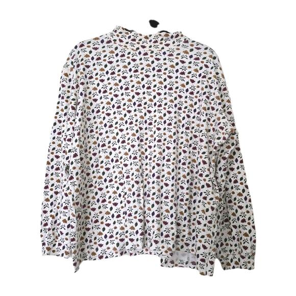 Vintage Cottagecore Leaf Print Mock Neck Boho Top Womens 2X Layering Fall Autumn - Picture 1 of 8